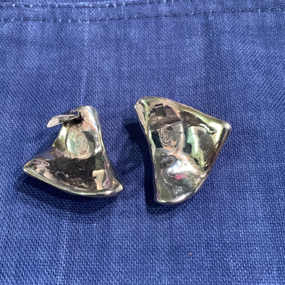 “Folded” Sterling Silver Clip Earrings! - Picture 2 of 3